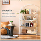 4NM No Assembly Extra Wide Folding Bookshelf for Living Room, 4 Tiers Collapsible Book Shelves Open Industrial Foldable Bookcase Storage Shelf for Home Office - Cloud Oak