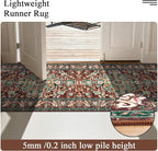 U'Artlines 3' x 10' Boho Hallway Runner Rug, Rust Non Slip Washable Vintage Farmhouse Accent Rug Carpet for Kitchen Entryway Laundry and Living Room (Rust＆Teal)