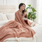 Snuggle Sac Orange Fall Blanket Twin Size, Oversized Soft Warm Cozy Knit Bedding Blanket, Luxurious Microfiber Blankets for Bed, Orange, 60x80 inches