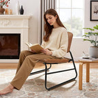DAICO Modern Accent Chair Waterproof Armless Sling Accent Chairs Comfy Upholstered Side Sitting Chairs with Metal Frame for Living Room Bedroom Balcony Garden, Faux Leather, Camel