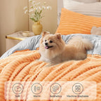 BEDELITE Fleece Full Comforter Set -Super Soft & Warm Fluffy Coral Bedding, Luxury Fuzzy Heavy Bed Set for Winter with 2 Pillow Cases