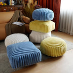 Unstuffed Pouf Ottoman Cover Soft Storage Extra Seat Farmhouse Comfortable Bohemian Poufs Accent Footrest 20x20x8 Inches for Living Room Bedroom Study Nook (Yellow B, Square)