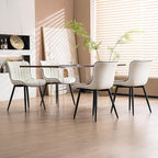 YOUNUOKE Mid-Century Modern Dining Chairs Set of 2, White PU Leather Upholstered Kitchen Chairs with Black Metal Legs, Armless Accent Chair for Dining Room, Guest Reception Room