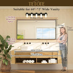 TETOTE Matte Black Beveled Framed Bathroom Mirror 60" x 30" Large Black Rectangle Metal Vanity Wall Mirror for Bathroom Sink, Modern Farmhouse, Tempered Glass, Shatterproof, Stronger Frame
