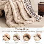 Sophia & William Fox Faux Fur Throw Blanket for Couch(50x60 Inches), Luxury Fluffy Fuzzy Warm Soft Reversible Blankets for Sofa Chair, 800GSM, Arctic Fox & Plaid