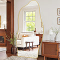 Antok Full Length Mirror, 76"x36" Floor Mirror with Stand, Standing Hanging Leaning Irregular Mirrors for Bedroom Living Room Entryway, Cloud Shaped, Golden