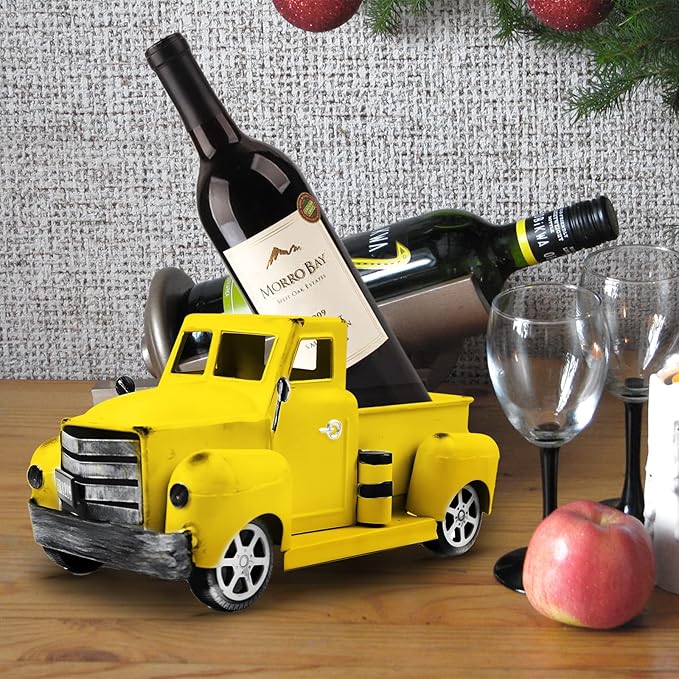 Sunflower Metal Truck with Artificial Flower Vintage Farm Pickup Farmhouse Tabletop Tiered Tray Decor, Rustic Farmhouse Decor for Table Top Decor Home Kitchen(Yellow)