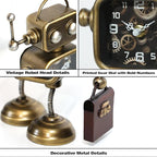 AYRELY® Industrial Steampunk Robot Table Clock,Battery Operated Handcrafted Metal Desk&Shelf Clock,Retro Mechanical Decorative Clock for Home,Living Room,Fireplace Decor