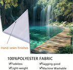 BSFHH Nature Tapestry Forest Tree Sea Cave Wall Hanging, Stream Through Rainforest Landscape Wall Art Tapestry for Bedroom Living room (Waterfall, 59" × 51", Unframed)