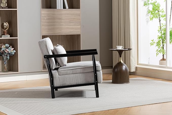 KEIKI Mid Century Modern Accent Chair with Storage, Functional Armchair with Hidden Storage Compartment, Includes Lumbar Pillow