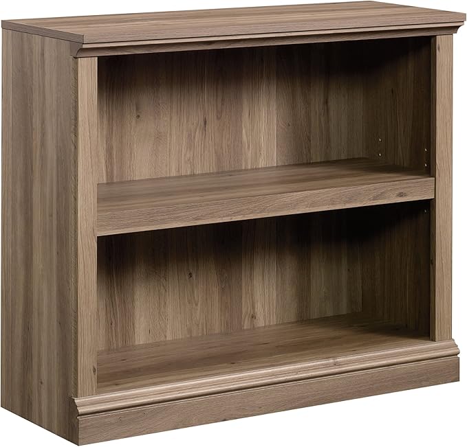Sauder 2 Tier Book Shelf Wooden Bookcase Multipurpose Bookshelf for Home Office, Living Room, in Salt Oak