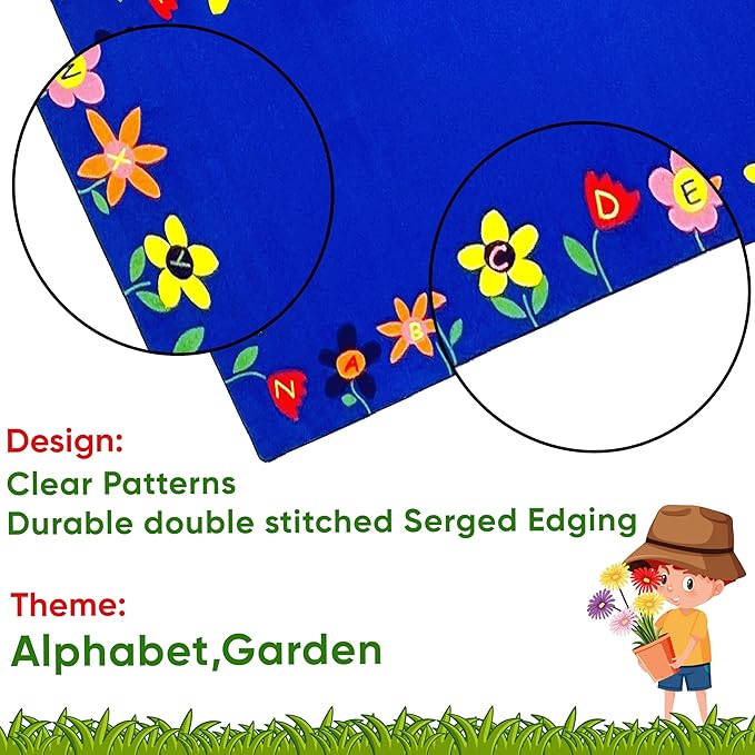 KIDCARPET.COM Alphabet Garden Rectangle Classroom Rug | Bordered Area Rug for Preschool Daycare Learning, 6' x 8'6"
