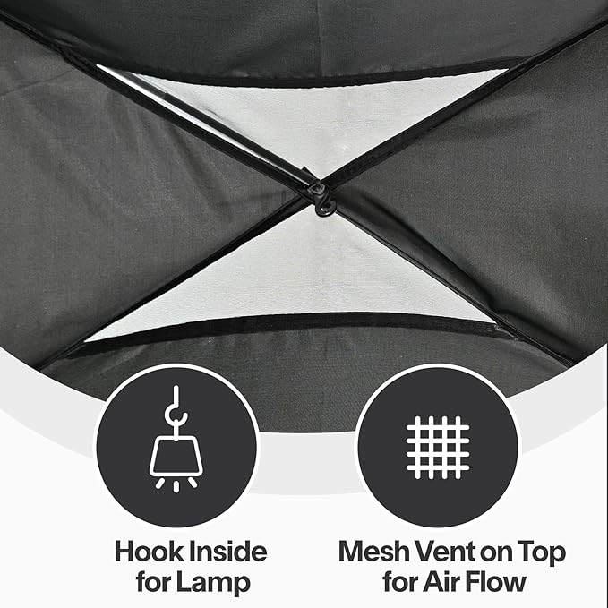EighteenTek Bed Canopy with Lights, Sleeping Dream Full Bed Tent, Portable Cottage Drafty Room Blackout Breathable Privacy Big Indoor Tents for Girls & Boys Bedroom Decor, Black