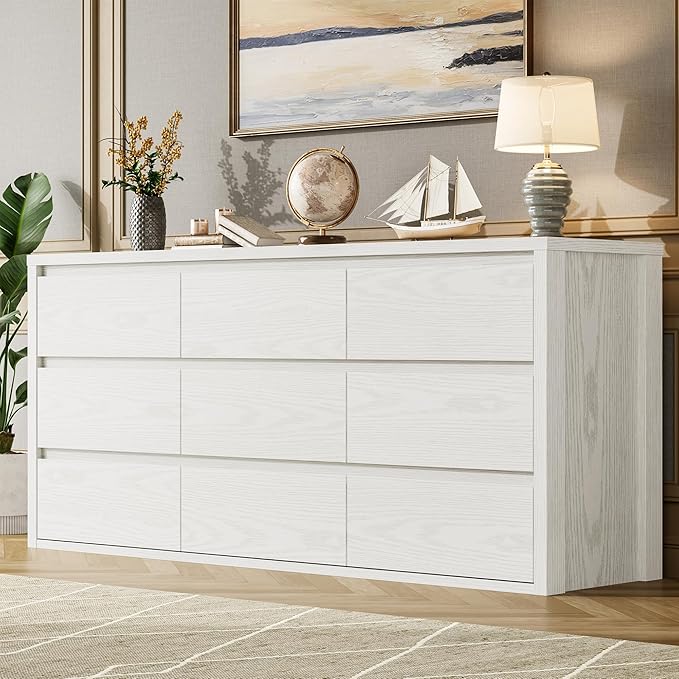GarveeHome 9 Drawer Dresser for Bedroom, Wide Modern Chest of Drawers, Large Wood Dresser Wooden Storage Organizer for Living Room, Hallway Entryway