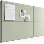 Bumusty Large Cork Board 36" x 24" Alternative - 6 Pack Felt Wall Tiles with 40 Safe Removable Adhesive Tabs, 30 Pushpins, Cork Boards for Walls Pin Board Bulletin Board Office Decor (Sage)
