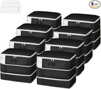 Comforter Storage Bag - Large Capacity Blanket Storage Bags 3-Layer Ultra Space Saving Self Compression Organizer, Washable Compression Bags for Storage Comforter Blanket, 8-Pack, Black