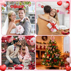 43Pcs Valentine's Day Heart Shaped Ornaments with Valentine Tree Topper Bow, 13 Styles Heart Shaped Ornament with Sweet Love Words, Valentine Ornaments for Tree Wedding Anniversary Decoration