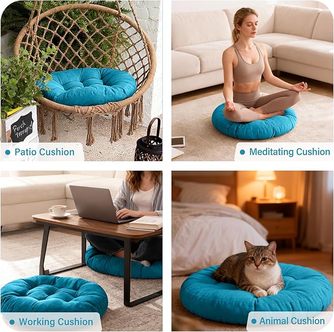 Tiita Outdoor Cushions Square Floor Pillow Thicken Tufted Seat Pad Large Floor Cushion for Yoga Meditation Living Room