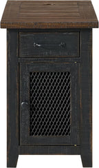 Martin Svensson Home Solid Wood Black and Brown Rustic Chairside End Table with Power and Storage