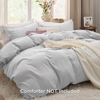 Bedsure Light Grey Duvet Cover Full Size - 3 Pieces Prewashed Extra Soft Cotton-Like Polyester Bedding Set, Includes 1 Duvet Cover 80x90 Inches with Zipper Closure & 2 Pillow Shams, No Comforter