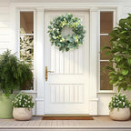 24 Inch Spring Wreath for Front Door, Spring Eucalyptus Wreath for Grapevine Farmhouse with Silk Printing Dollar Leaves Wreaths for Festival Celebration Front Door Wall Window Home Décor