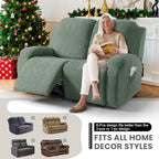 VANSOFY Recliner Loveseat Cover, 6-Pieces Stretch Dual Recliner Sofa Cover Soft Jacquard Reclining Couch Slipcover Furniture Protector with Elastic Bottom for Kid, Pets(2 Seat,Bean Green)