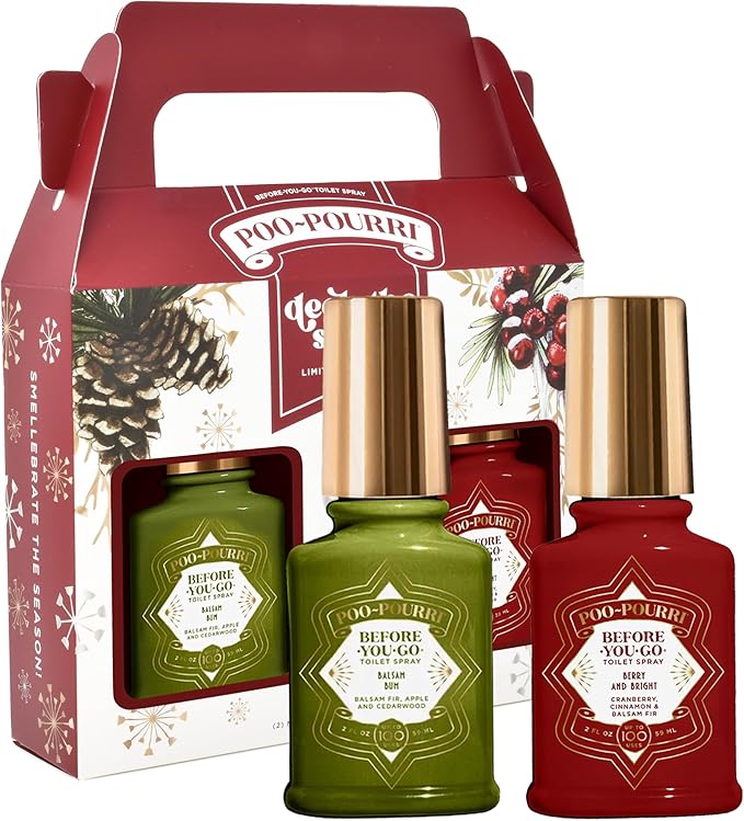 Poo-Pourri Before-You-Go Toilet Spray Gift Set, Berry and Bright and Balsam Bum 2 Ounce Bottles in Gift Box