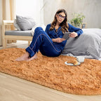 Noahas Fluffy Khaki Rugs for Bedroom Living Room,2.6'X5.3' Oval Throw Rug for Kids Room,Shag Hallway Runner Rug,Small Soft Shaggy Bedside Non-Slip Plush Nursery Dorm Carpet Home Decor Aesthetic