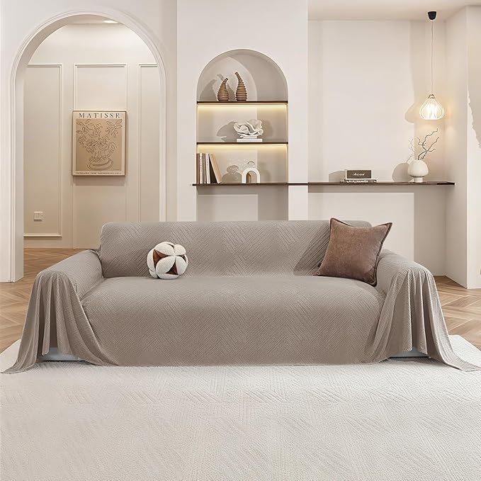 Couch Cover for Dogs, 78"x91", Chair Covers Armchair Oversized, Sofa Covers Washable, Sectional Pet Couch Cover for 1 Cushion Couch Sofa, Furniture Protector, Khaki