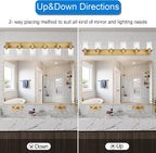 MELUCEE 6-Light Vanity Lights for Bathroom 45.3 Inches Length, Modern Bathroom Light Fixtures Wall Mount with Clear Glass Shade for Vanity Table/Over Sink/Kitchen, E26 Base