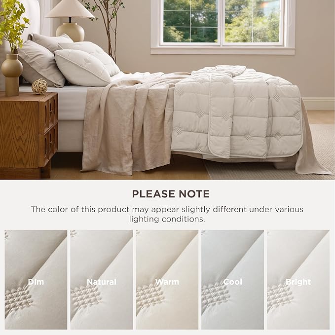 Bedsure Quilts Queen Size– Ultra Soft Cloud Lightweight Bedspread Coverlet Set with 2 Pillow Shams, Breathable & Cozy Comforter Set for All Season Use, Beige, 3 Piece (90x96 Inches)