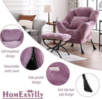 Lazy Chair with Ottoman, Reading Chair with a Pillow, Leisure Sofa Armchair with Ottoman, Large Accent Lounge Chair for Bedroom, Living Room, Dorm Room, Plush Purple