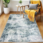 IOHOUZE Abstract Area Rug 3x5 Ft Washable Rugs for Entryway Indoor, Non Slip Kitchen Rug Printed Faux Wool Throw Rugs with Rubber Backing, Indoor Door Mat for Entrance Foyer Living Room, Sage Grey
