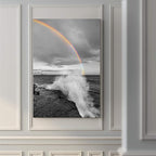 Renditions Gallery Canvas Nature Wall Art Paintings & Prints Decorations Romantic Cloudy Rainbow Black & White Wall Hanging Artwork for Bedroom Living Room Office Kitchen - 12"x18" LT06