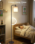 Dimmable Floor Lamp for Living Room with Remote and Foot Switch, Modern Standing, Corner Lamp,10W Bulb 3 Color Temperatures, for Bedroom, Office, ETL Listed, Black and White CW19LD05