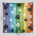 VUMIVI Dog Paw Tapestry Vintage Rustic Colorful Barn Boards Black White Animal Footprints Tapestry Wall Hanging for Living Room Bedroom Dorm Classroom Aesthetic Decor W60xL60in