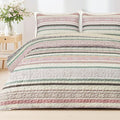 Exclusivo Mezcla Reversible Boho Quilts King Size, Pink Bedspreads Lightweight Coverlet All Season Bohemian Quilt Bedding Set with Printed Striped Floral Pattern (1 Quilt, 2 Pillow Shams)
