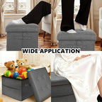 ALASDO Storage Ottoman Footrest Stool Small Ottoman with Storage Foldable Ottomans Foot Rest Footstool Bench for Living Room 17x13x13inches Grey
