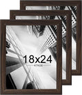 KTKDE Studio Gallery 18x24 Select Poster Frame Set of 3, Walnut Wooden frames Display Poster, Posters & Art Prints for Artwork Wall Vertical or Horizontal Display best gift