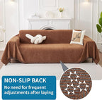 HAOMAIJIA Chenille Couch Cover Sofa Covers for 3 Cushion Couch Washable sectional Couch Covers for Dogs pet Furniture Protector Couch Cover Blanket for Living Room (Brown, 91"x118")