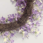 Spring Wreath for Front Door, 24 Inch Purple Forsythia Wreath for Door, Spring Wreath Blossom Cluster Flower Farmhouse on Grapevine for Festival Celebration