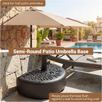 Tangkuls 55 LBS Half Round Umbrella Base, Water & Sand Fillable Heavy Duty Umbrella Weight for 1.57” & 1.91” Poles, Patio Umbrella Base for Deck Lawn Poolside, Textured (55, Pounds)