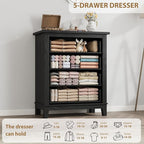 GarveeHome 4 Dresser for Bedroom, 34.8" Tall Vertical Drawer Dresser with Large Storage, Freestanding Wooden Closet Chest for Bedroom, Living Room, Black
