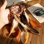 Mini Dream Catcher for Car Rear View Mirror Accessories - Handmade Small Brown Dreamcatchers Boho Car Charm Interior Decor, Native Ameican Indian Hanging Ornament Room Decor