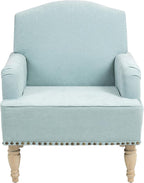 KEIKI Modern Accent Chair for Living Room and Bedroom,Upholstered Fabric Club Chair with Nailhead Trim, Solid Wood Frame, Retro Wooden Legs, Single Sofa Chair for Lounge and Reading