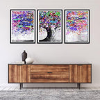 Novatique Tree Wall Art for Bedroom Colorful Painting Wall Art Living Room Graffiti Picture Poster Ready to Hang Home Decoration,16" x 24" x 3pcs