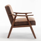 Accent Chair with Microfiber Upholstery and Solid Wood Frame, Classic Mid-Century Modern Living Room Furniture for Extra Seating, Brown