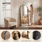Antok Full Length Mirror, 64"x21" Floor Mirror, Arched Floor Standing Freestanding Arch Full Body Mirrors with Stand for Bedroom, Hanging Mounted for Living Room Cloakroom,Black