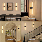 23.8in Alabaster Wall Sconce, Black Sconces with Spanish Marble, Modern Brass Wall Mounted Lamp, Hardwired LED Wall Lighting for Bathroom Bedroom Living Room Staircase Hallway Dining Room