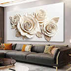 White Large Canvas Wall Art Living Room Prints Home Wall Decor Modern Canvas Art Wall Decor 39x78 Inches Large Flower Wall Art Elegant Painting Prints Picture For Bedroom Hotel Office Artwork